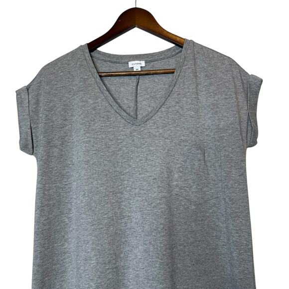 Cuyana Pima Cotton T Shirt Midi Dress Gray Short Sleeve Side Slits Medium - Picture 4 of 7